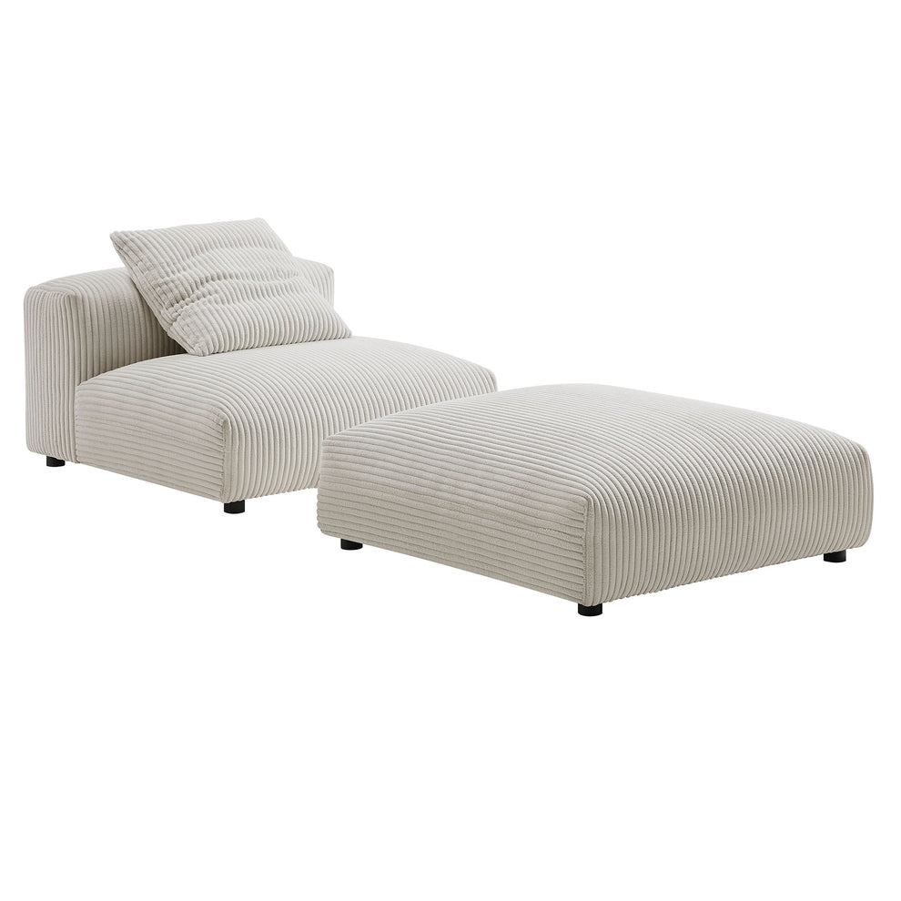 Solace Modular Corduroy Upholstered Armless Chair and Ottoman Set by Modway | Sofa Set | Modishstore - 2