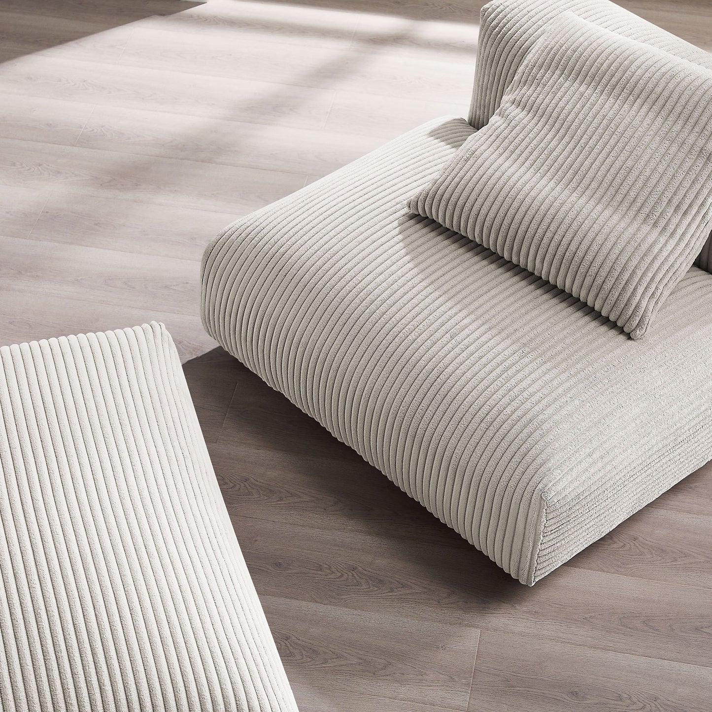 Solace Modular Corduroy Upholstered Armless Chair and Ottoman Set by Modway | Sofa Set | Modishstore - 4