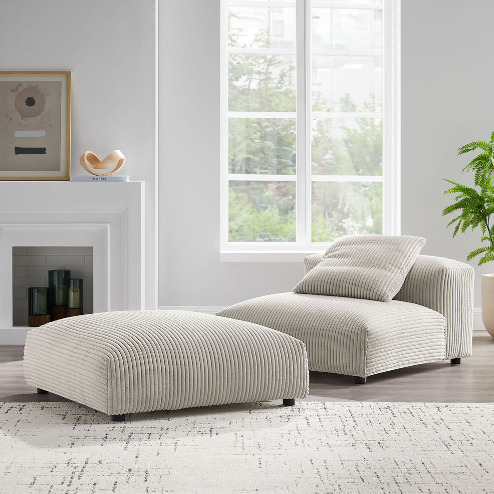Solace Modular Corduroy Upholstered Armless Chair and Ottoman Set by Modway | Sofa Set | Modishstore - 1