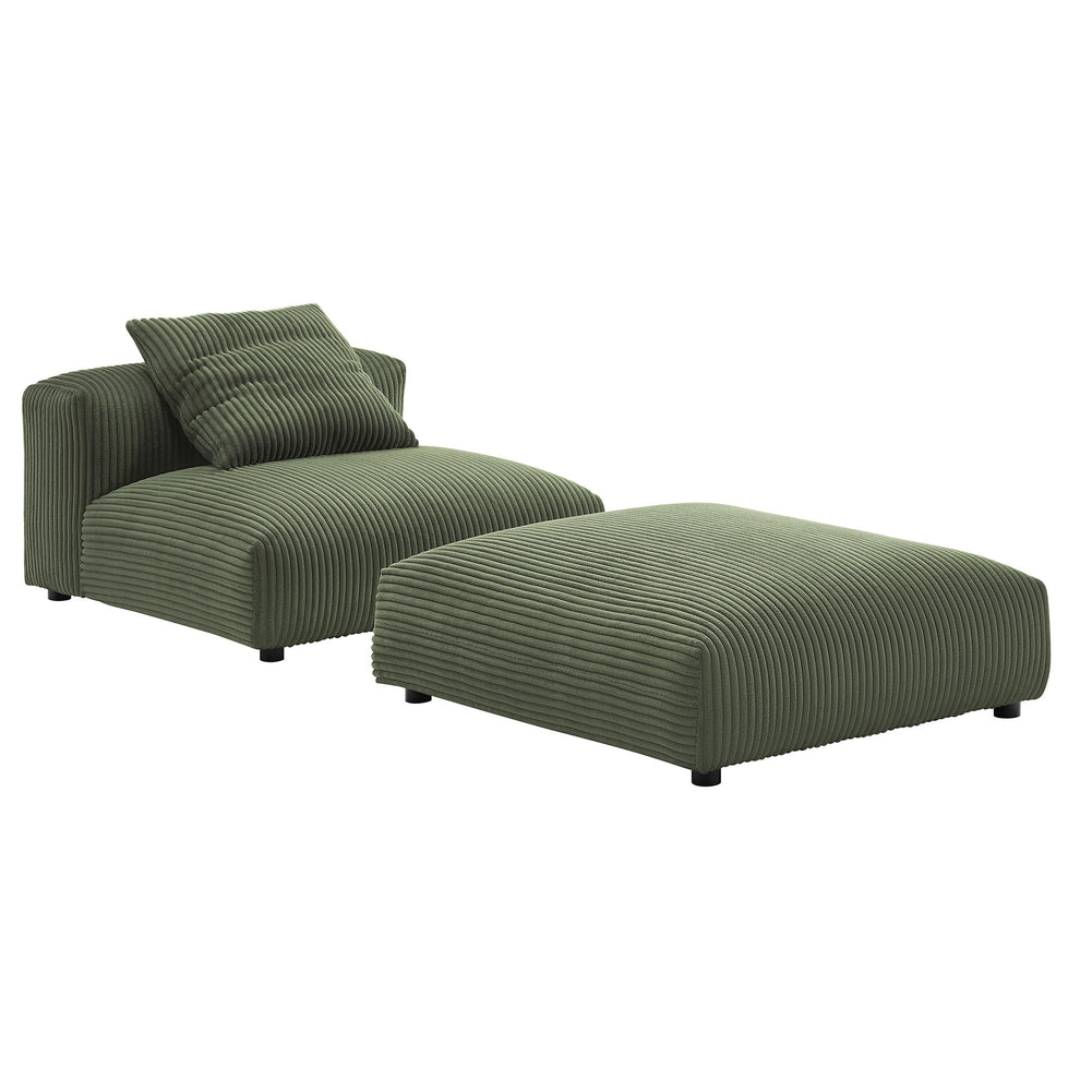 Solace Modular Corduroy Upholstered Armless Chair and Ottoman Set by Modway | Sofa Set | Modishstore - 6