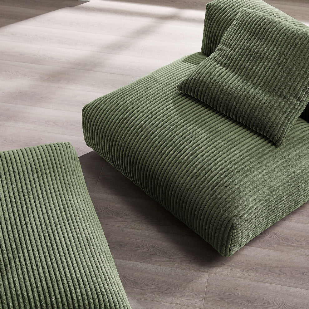 Solace Modular Corduroy Upholstered Armless Chair and Ottoman Set by Modway | Sofa Set | Modishstore - 8