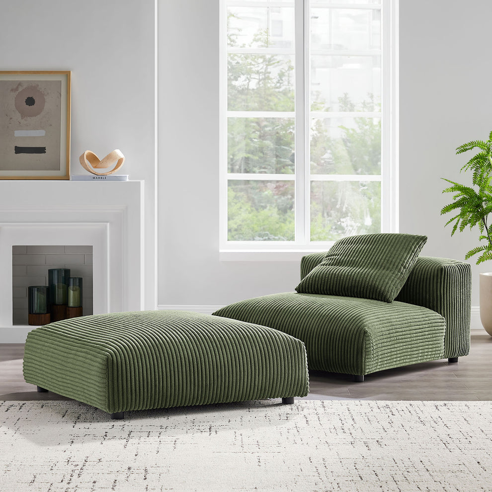 Solace Modular Corduroy Upholstered Armless Chair and Ottoman Set by Modway | Sofa Set | Modishstore - 9