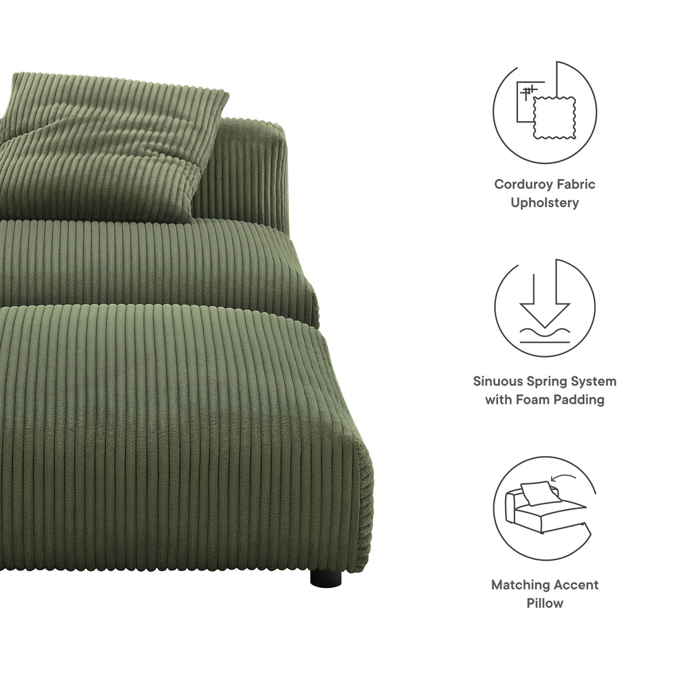 Solace Modular Corduroy Upholstered Armless Chair and Ottoman Set by Modway | Sofa Set | Modishstore - 10