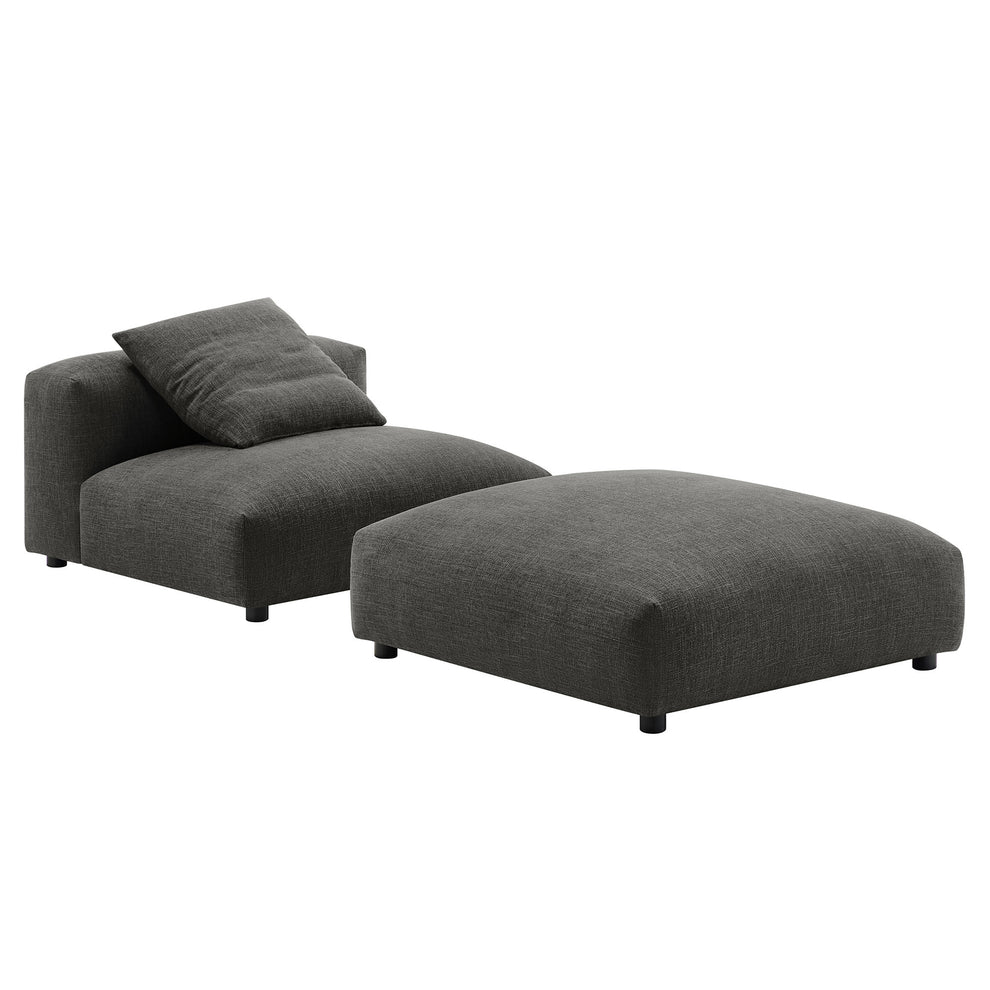 Solace Modular Upholstered Fabric Armless Chair and Ottoman Set by Modway | Sofa Set | Modishstore - 2