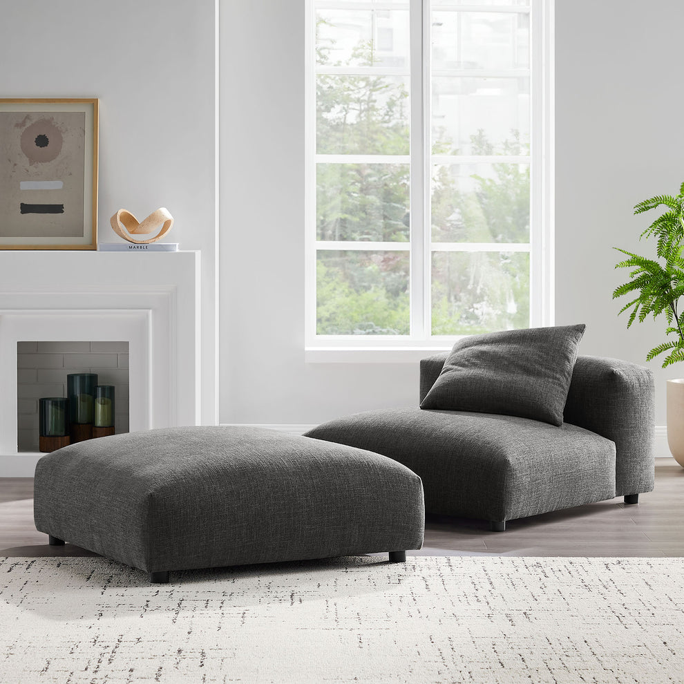 Solace Modular Upholstered Fabric Armless Chair and Ottoman Set by Modway | Sofa Set | Modishstore - 1