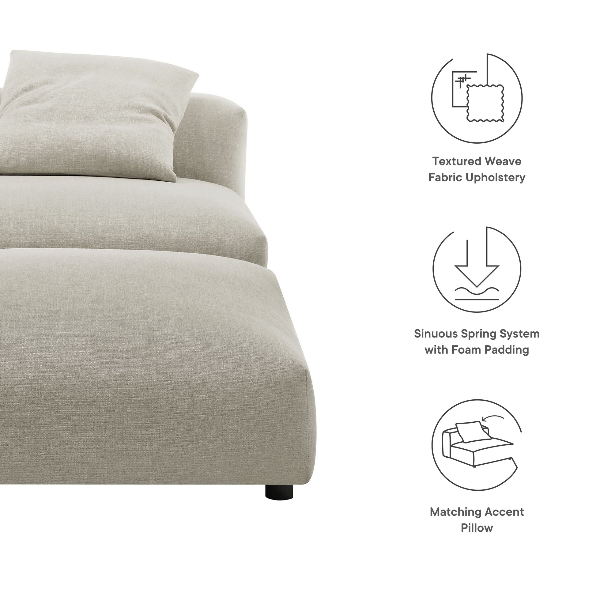 Solace Modular Upholstered Fabric Armless Chair and Ottoman Set by Modway | Sofa Set | Modishstore - 10