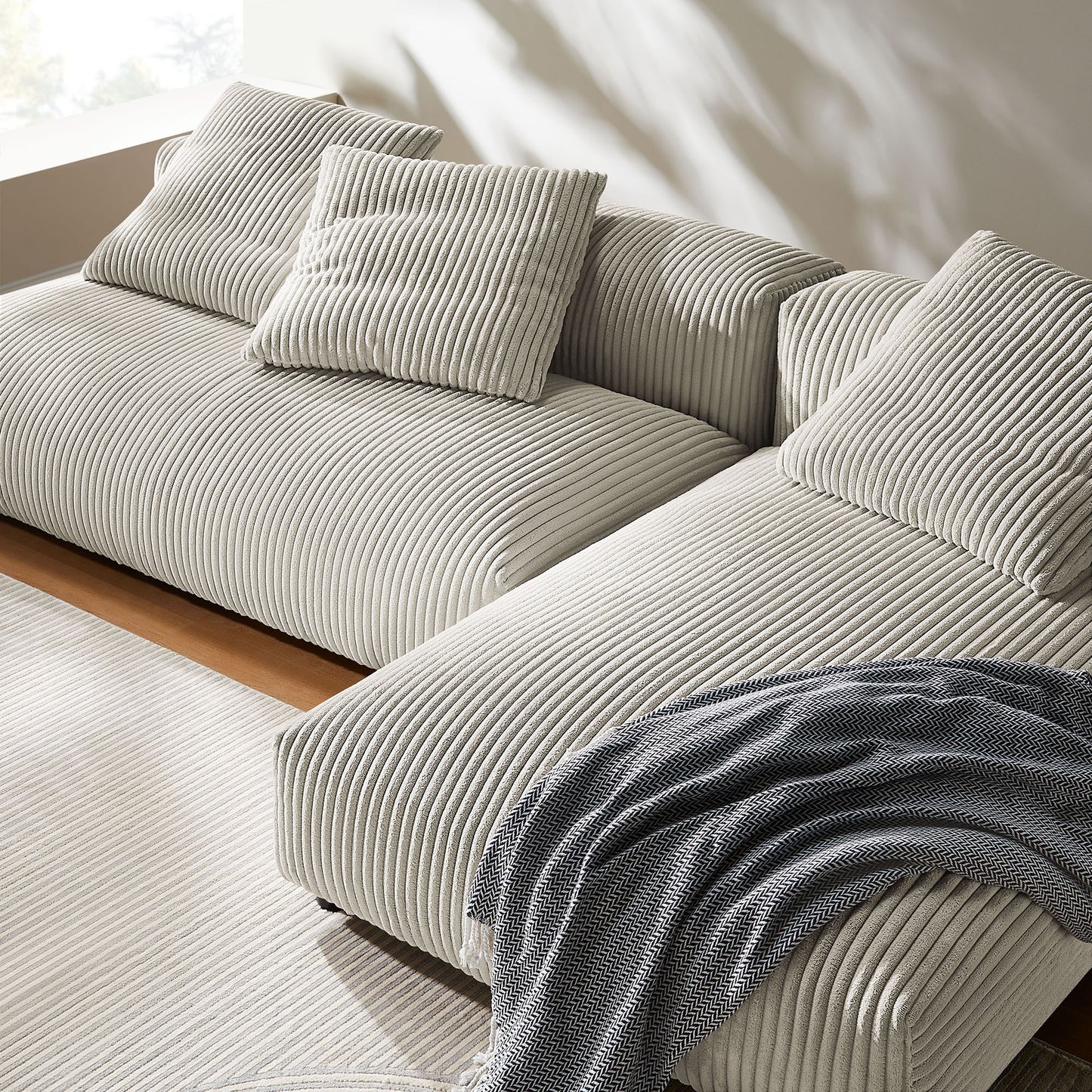 Solace 2-Piece Modular Corduroy Upholstered Sectional Sofa With Chaise by Modway | Sofa Set | Modishstore - 4