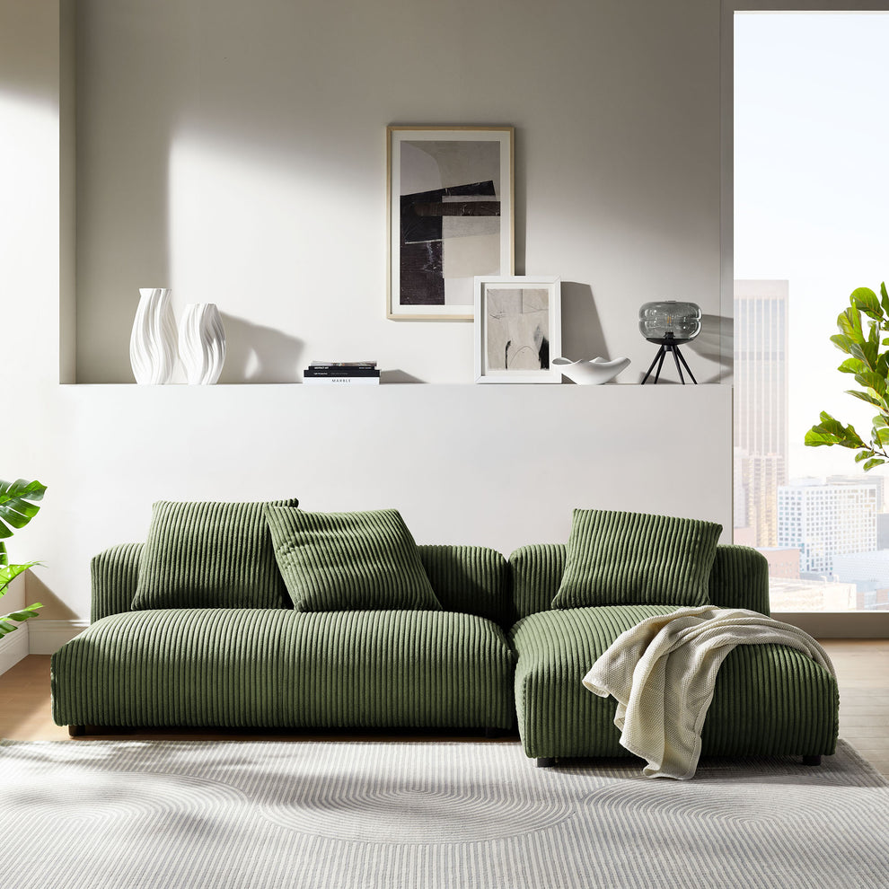 Solace 2-Piece Modular Corduroy Upholstered Sectional Sofa With Chaise by Modway | Sofa Set | Modishstore - 9