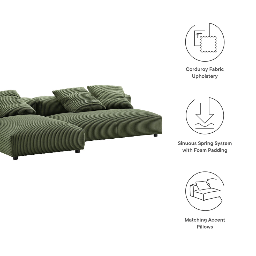 Solace 2-Piece Modular Corduroy Upholstered Sectional Sofa With Chaise by Modway | Sofa Set | Modishstore - 10