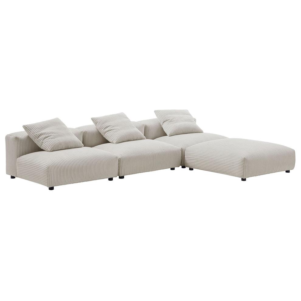 Solace 4-Piece Modular Corduroy Upholstered Sectional Sofa by Modway | Sofa Set | Modishstore - 3