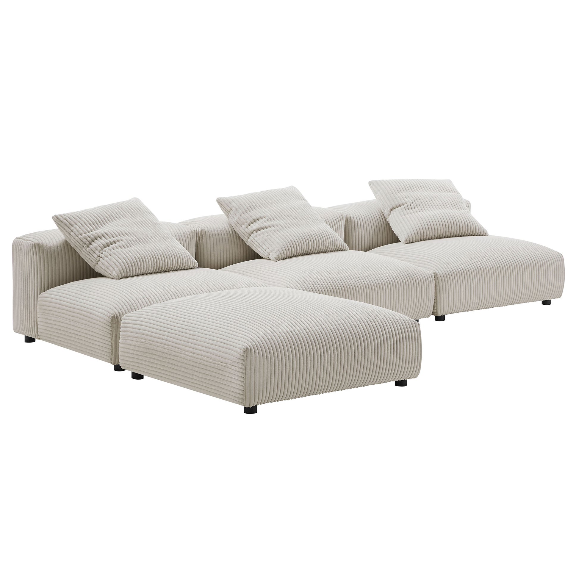 Solace 4-Piece Modular Corduroy Upholstered Sectional Sofa by Modway | Sofa Set | Modishstore - 4