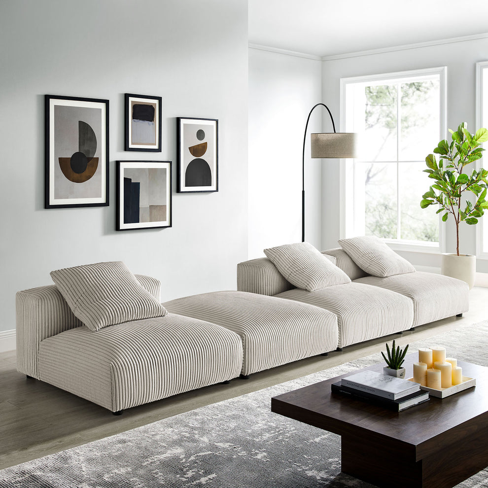 Solace 4-Piece Modular Corduroy Upholstered Sectional Sofa by Modway | Sofa Set | Modishstore - 1