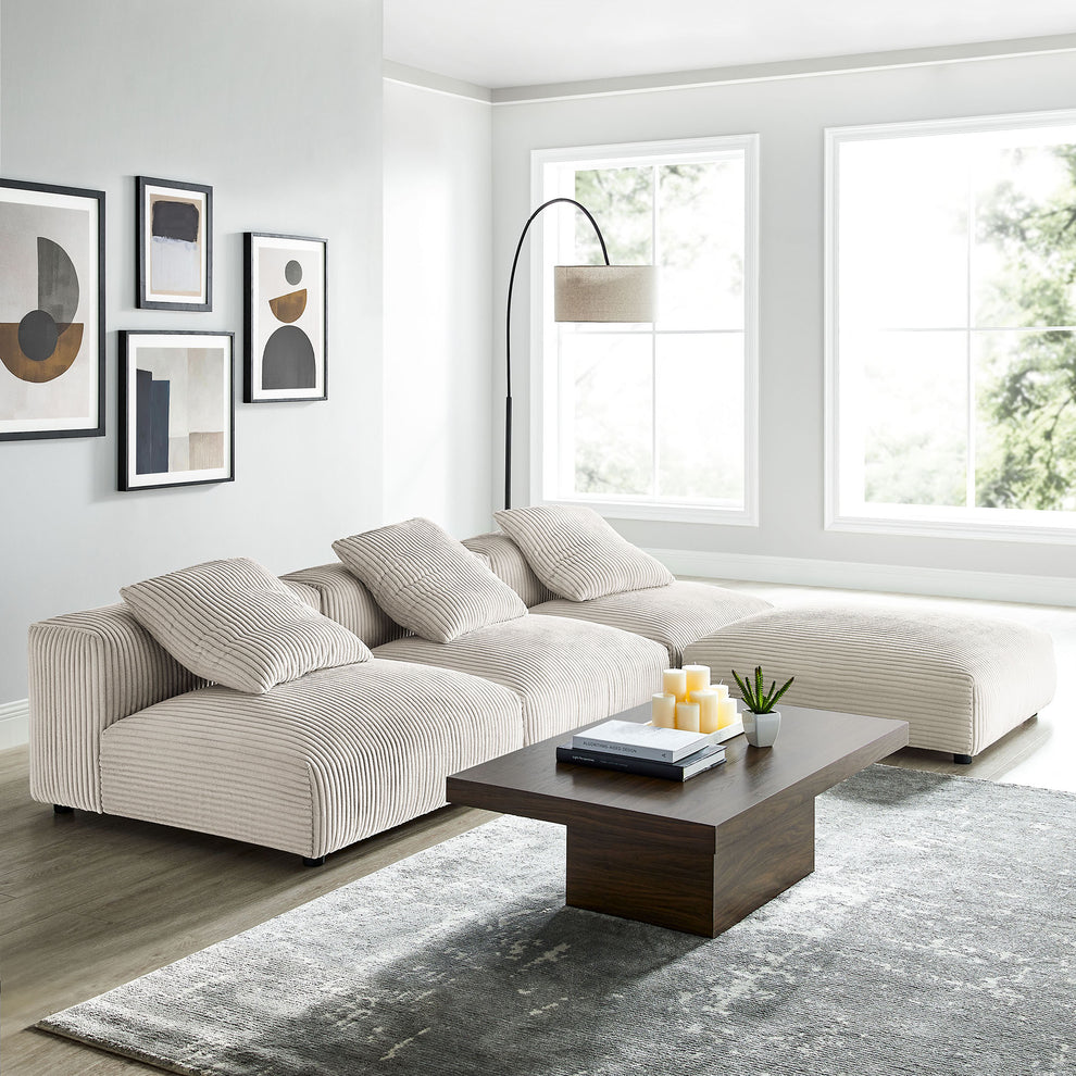 Solace 4-Piece Modular Corduroy Upholstered Sectional Sofa by Modway | Sofa Set | Modishstore - 6