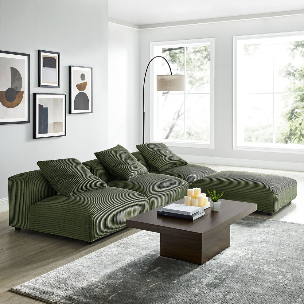 Solace 4-Piece Modular Corduroy Upholstered Sectional Sofa by Modway | Sofa Set | Modishstore - 13