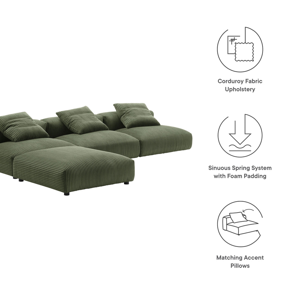 Solace 4-Piece Modular Corduroy Upholstered Sectional Sofa by Modway | Sofa Set | Modishstore - 14