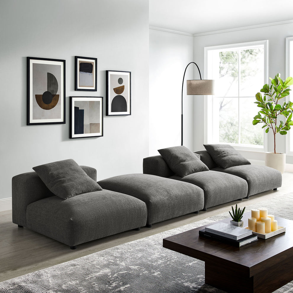 Solace 4-Piece Modular Upholstered Fabric Sectional Sofa by Modway | Sofa Set | Modishstore - 5
