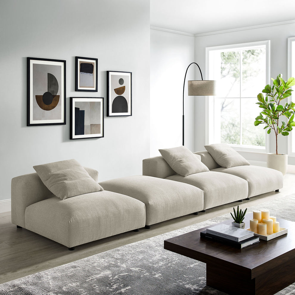 Solace 4-Piece Modular Upholstered Fabric Sectional Sofa by Modway | Sofa Set | Modishstore - 12