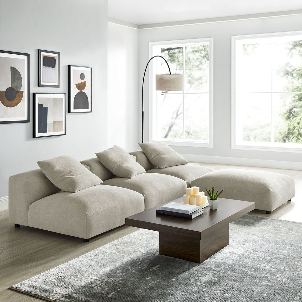 Solace 4-Piece Modular Upholstered Fabric Sectional Sofa by Modway | Sofa Set | Modishstore - 13