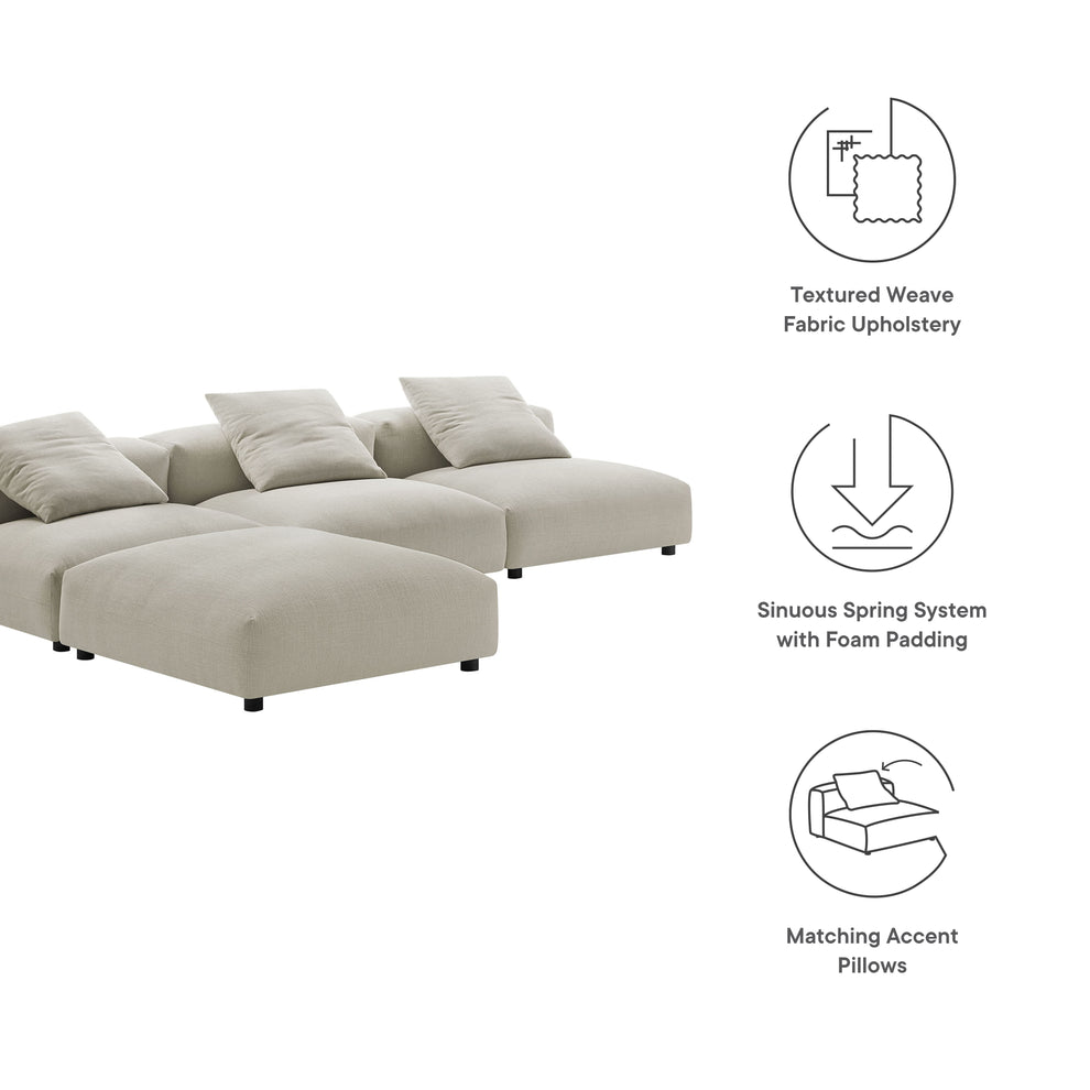 Solace 4-Piece Modular Upholstered Fabric Sectional Sofa by Modway | Sofa Set | Modishstore - 14