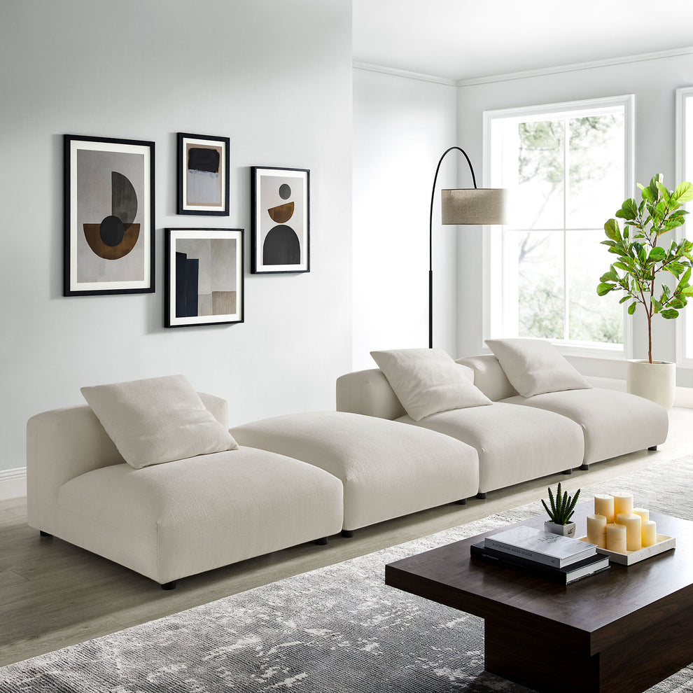 Solace 4-Piece Modular Upholstered Fabric Sectional Sofa by Modway | Sofa Set | Modishstore - 19