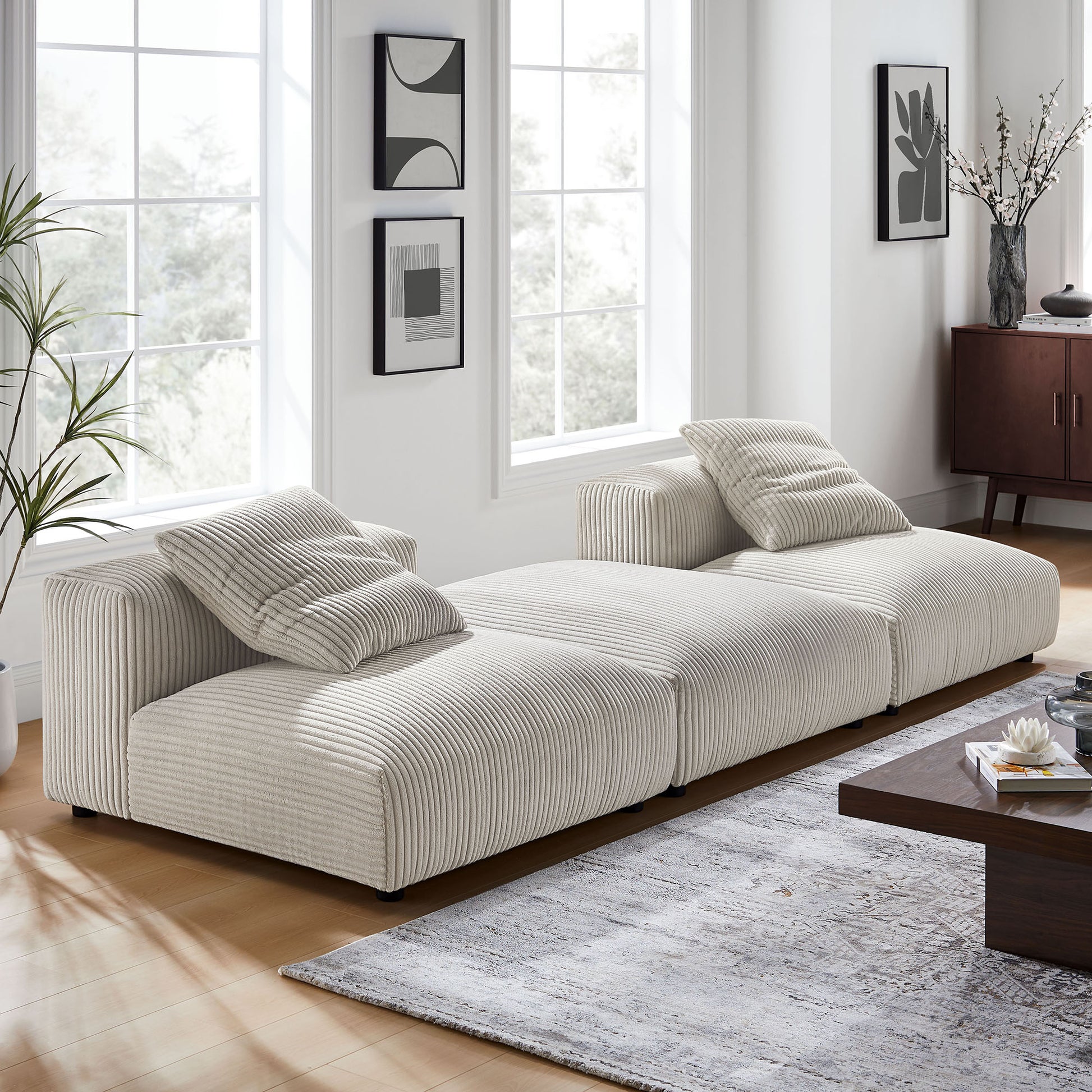 Solace 3-Piece Modular Corduroy Upholstered Sectional Sofa by Modway | Sofa Set | Modishstore - 1