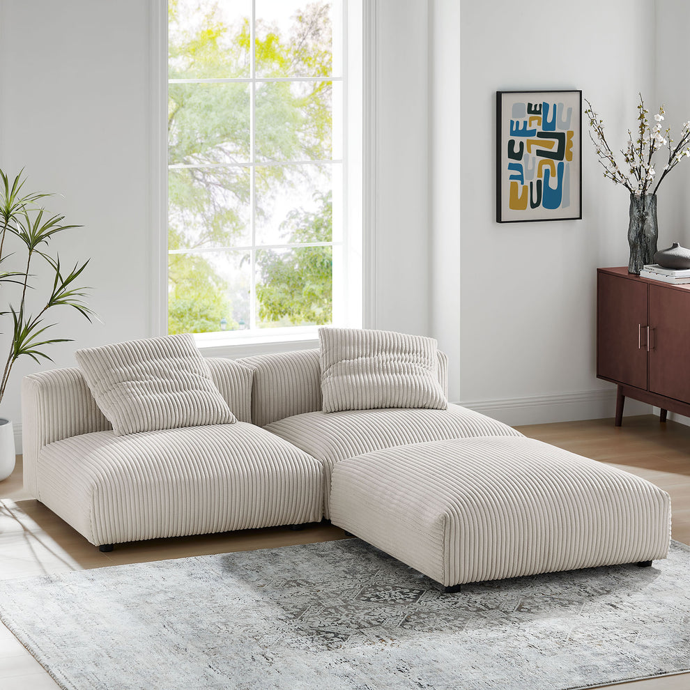 Solace 3-Piece Modular Corduroy Upholstered Sectional Sofa by Modway | Sofa Set | Modishstore - 8