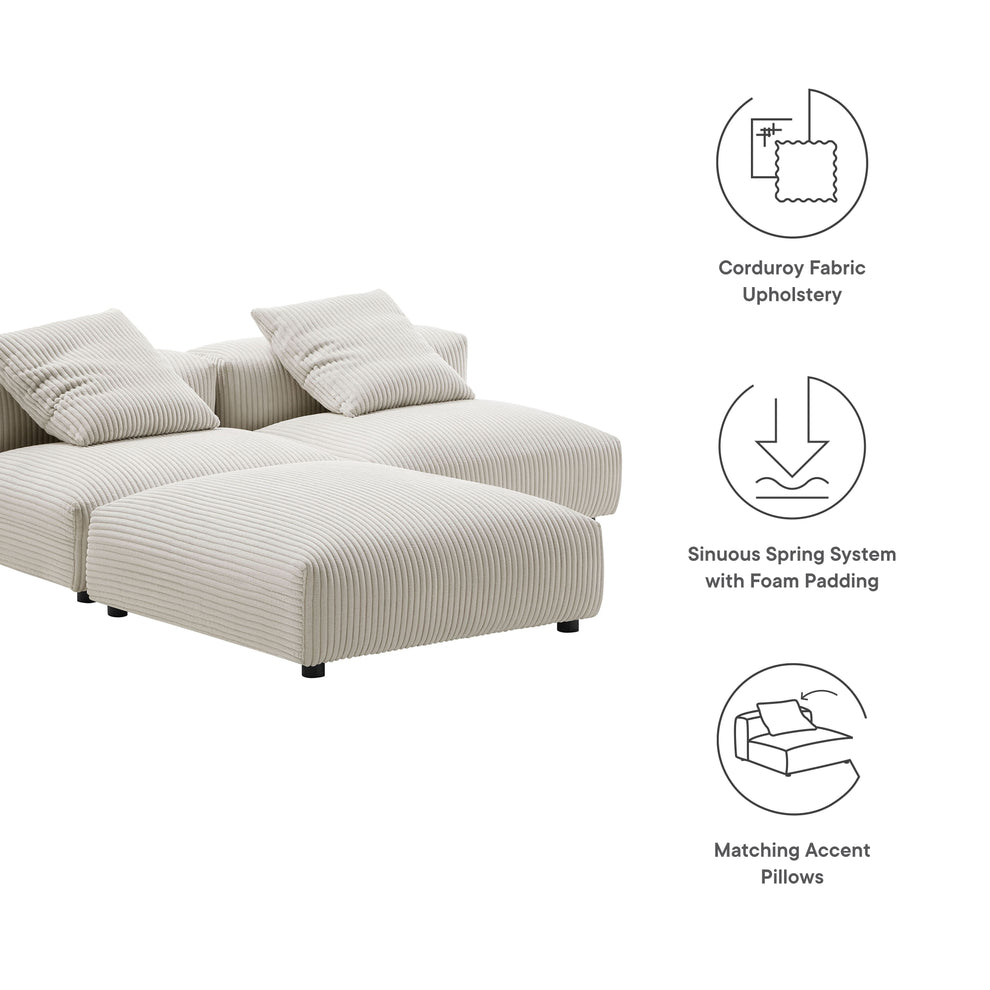 Solace 3-Piece Modular Corduroy Upholstered Sectional Sofa by Modway | Sofa Set | Modishstore - 9