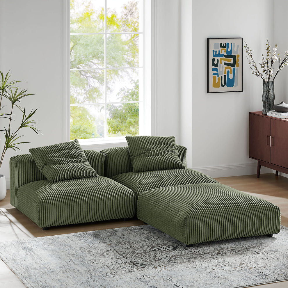 Solace 3-Piece Modular Corduroy Upholstered Sectional Sofa by Modway | Sofa Set | Modishstore - 17
