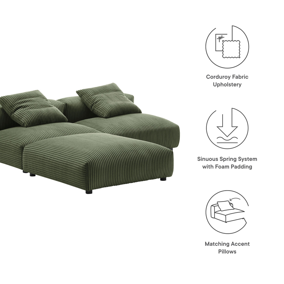 Solace 3-Piece Modular Corduroy Upholstered Sectional Sofa by Modway | Sofa Set | Modishstore - 18