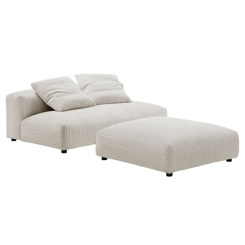 Solace Modular Corduroy Upholstered Armless Loveseat and Ottoman Set by Modway | Sofa Set | Modishstore - 2