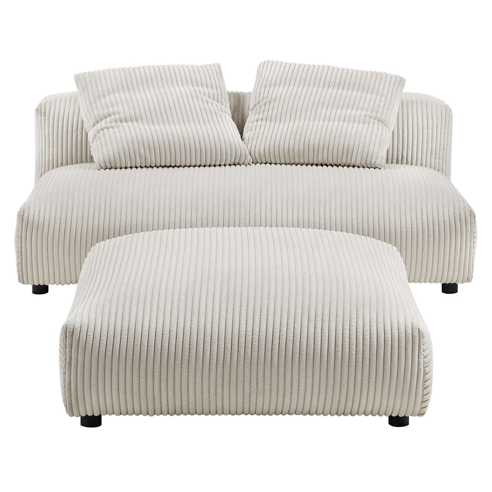 Solace Modular Corduroy Upholstered Armless Loveseat and Ottoman Set by Modway | Sofa Set | Modishstore - 3