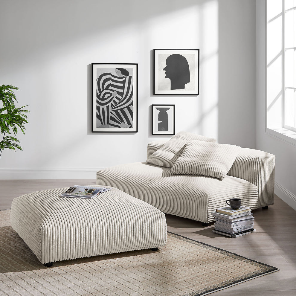 Solace Modular Corduroy Upholstered Armless Loveseat and Ottoman Set by Modway | Sofa Set | Modishstore - 1