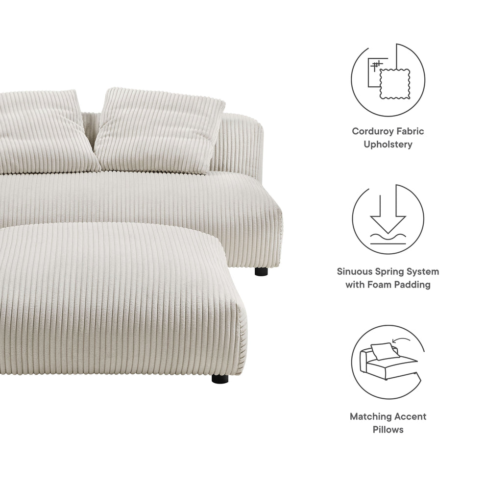 Solace Modular Corduroy Upholstered Armless Loveseat and Ottoman Set by Modway | Sofa Set | Modishstore - 5