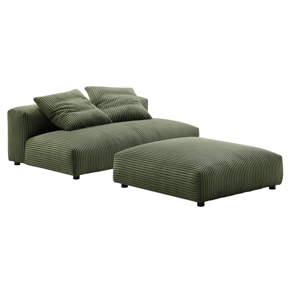 Solace Modular Corduroy Upholstered Armless Loveseat and Ottoman Set by Modway | Sofa Set | Modishstore - 6