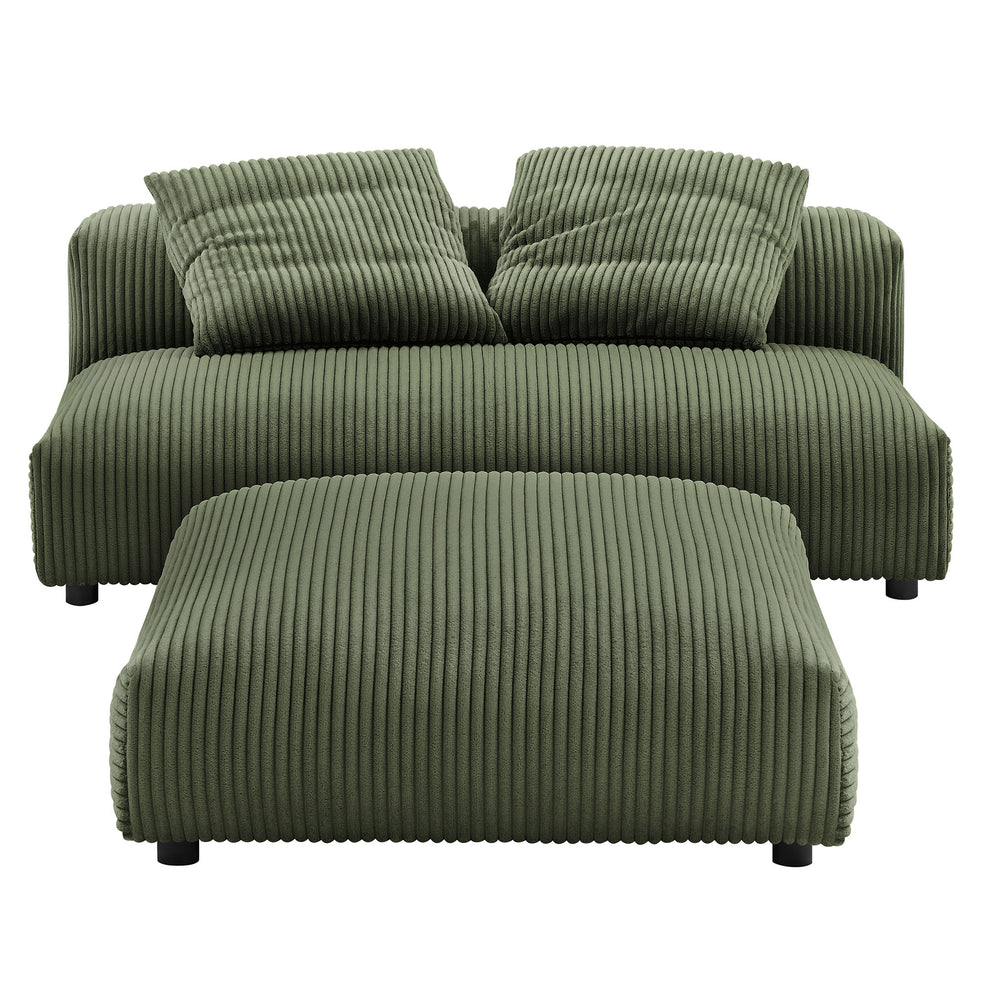 Solace Modular Corduroy Upholstered Armless Loveseat and Ottoman Set by Modway | Sofa Set | Modishstore - 7