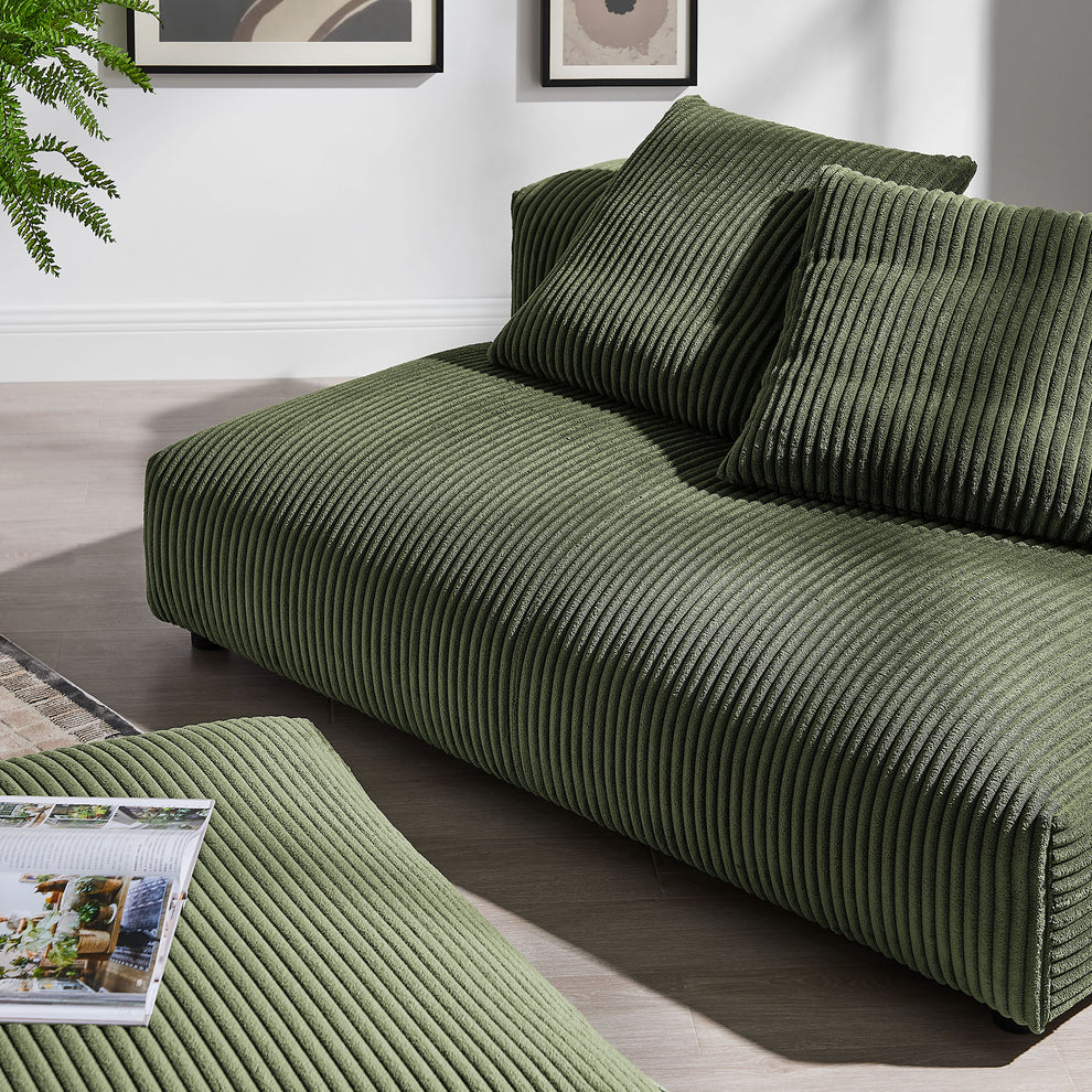 Solace Modular Corduroy Upholstered Armless Loveseat and Ottoman Set by Modway | Sofa Set | Modishstore - 8
