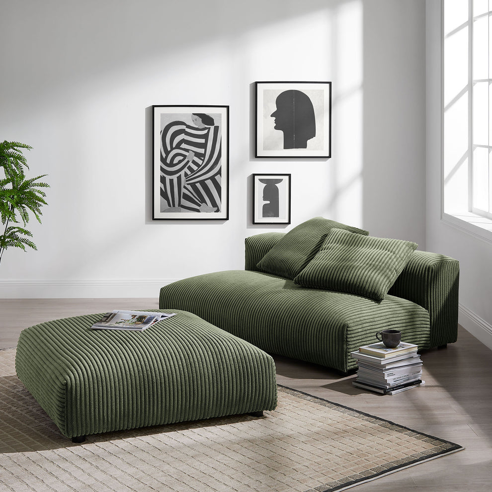 Solace Modular Corduroy Upholstered Armless Loveseat and Ottoman Set by Modway | Sofa Set | Modishstore - 9
