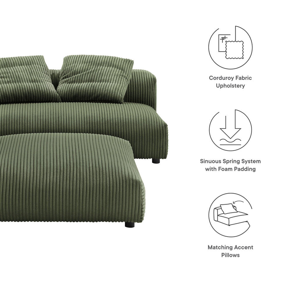 Solace Modular Corduroy Upholstered Armless Loveseat and Ottoman Set by Modway | Sofa Set | Modishstore - 10