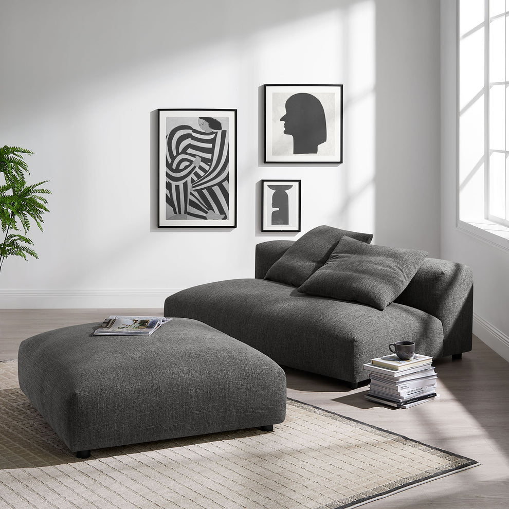 Solace Modular Upholstered Fabric Armless Loveseat and Ottoman Set by Modway | Sofa Set | Modishstore - 1