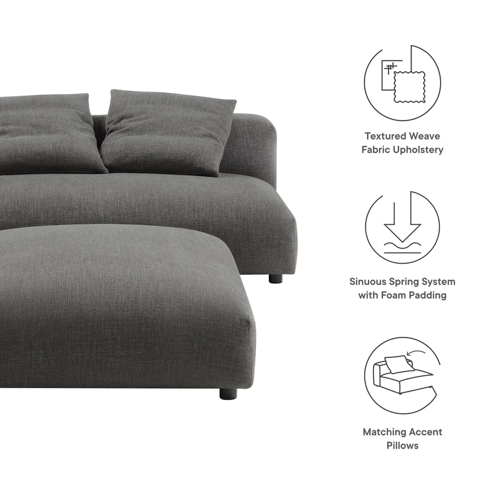 Solace Modular Upholstered Fabric Armless Loveseat and Ottoman Set by Modway | Sofa Set | Modishstore - 5