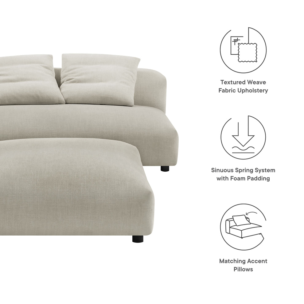 Solace Modular Upholstered Fabric Armless Loveseat and Ottoman Set by Modway | Sofa Set | Modishstore - 10