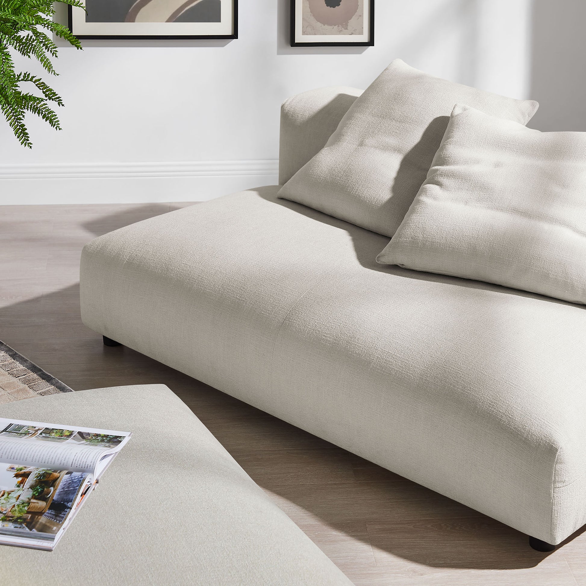 Solace Modular Upholstered Fabric Armless Loveseat and Ottoman Set by Modway | Sofa Set | Modishstore - 13