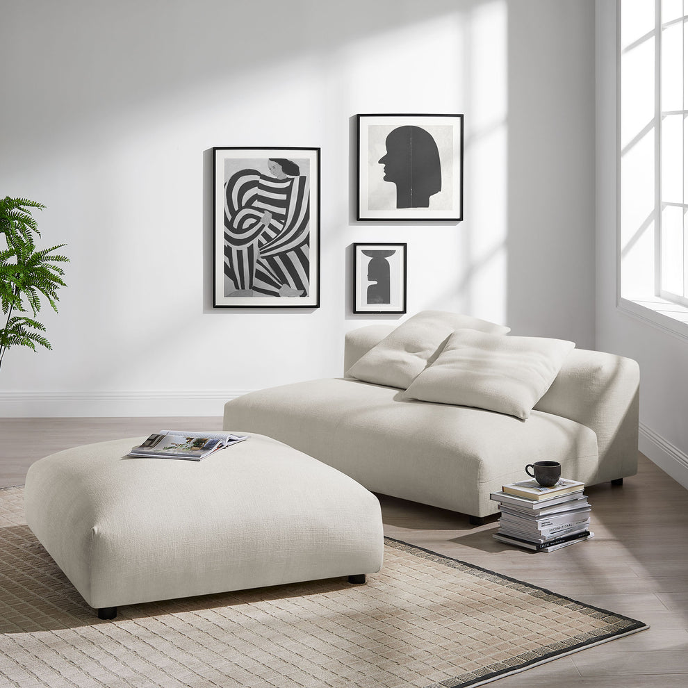 Solace Modular Upholstered Fabric Armless Loveseat and Ottoman Set by Modway | Sofa Set | Modishstore - 14