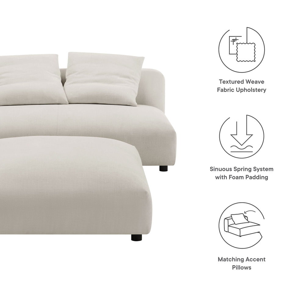 Solace Modular Upholstered Fabric Armless Loveseat and Ottoman Set by Modway | Sofa Set | Modishstore - 15