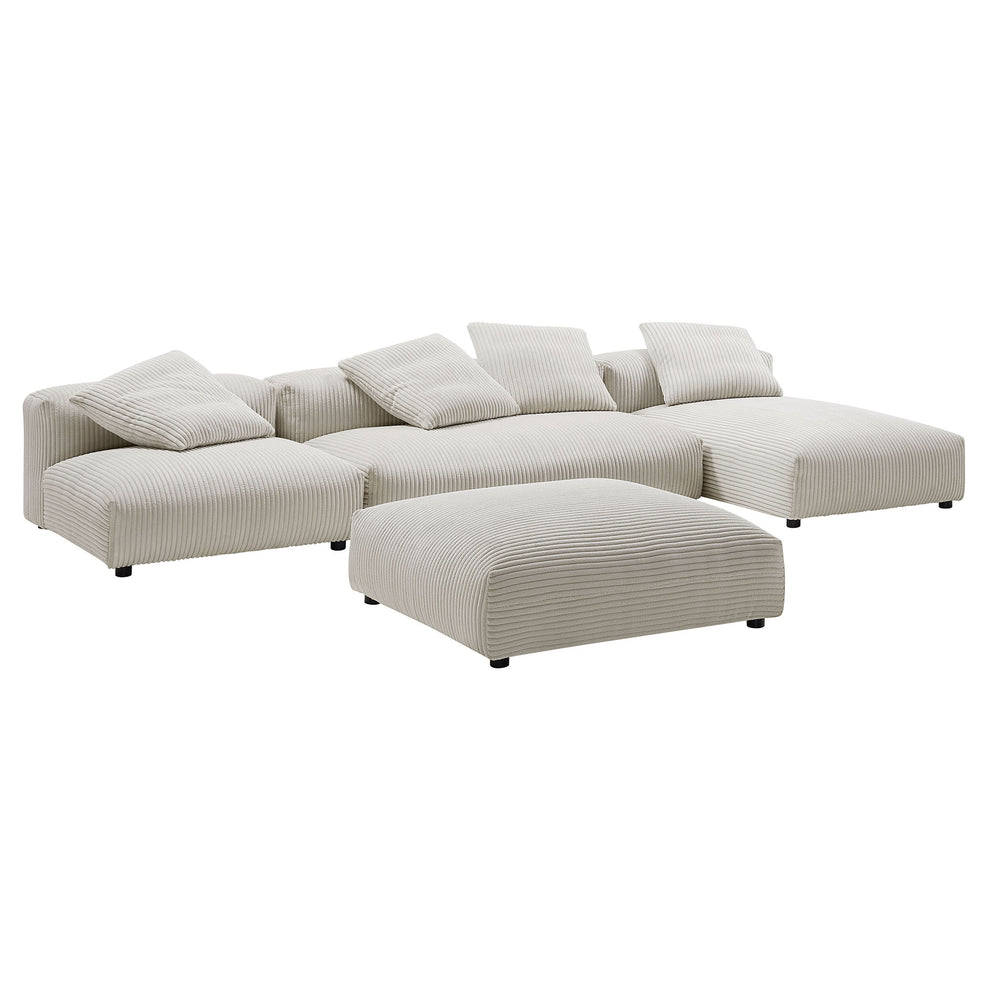 Solace 4-Piece Modular Corduroy Upholstered Sectional Sofa With Ottoman by Modway | Sofa Set | Modishstore - 2