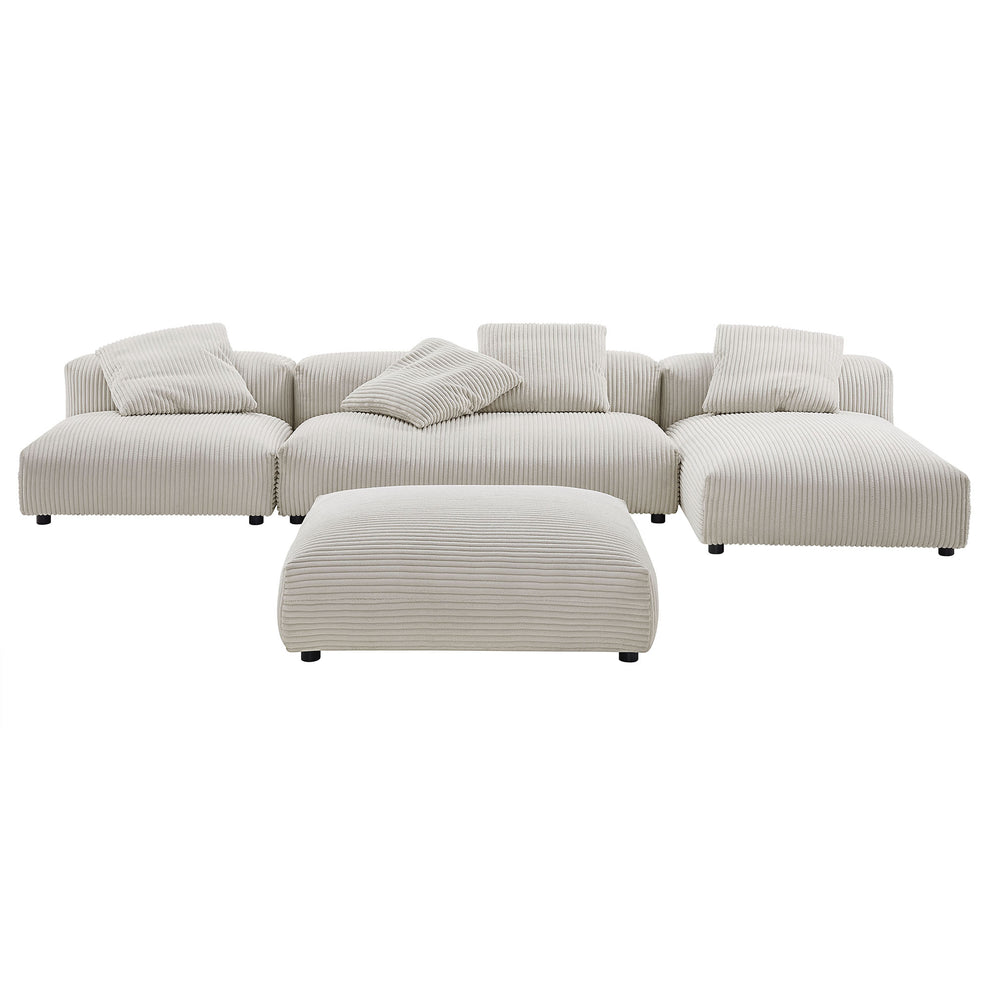 Solace 4-Piece Modular Corduroy Upholstered Sectional Sofa With Ottoman by Modway | Sofa Set | Modishstore - 3