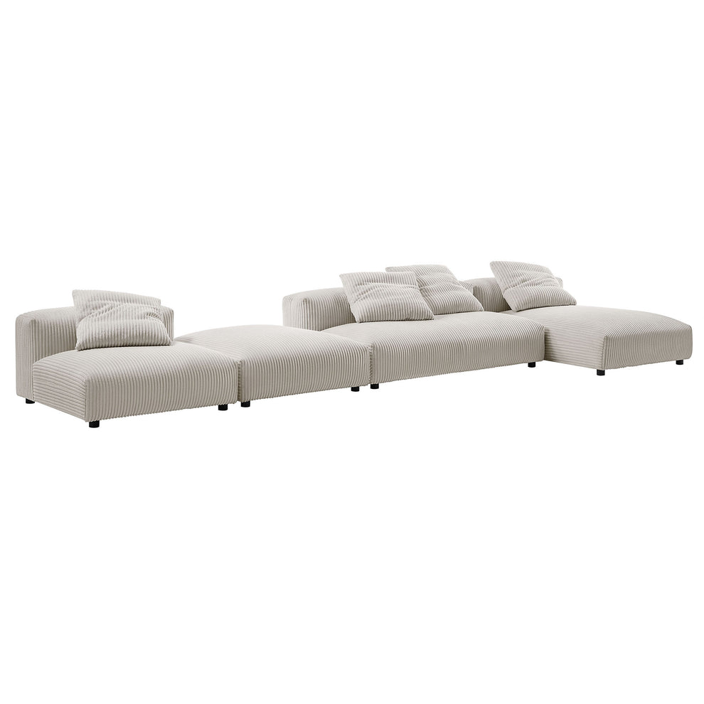 Solace 4-Piece Modular Corduroy Upholstered Sectional Sofa With Ottoman by Modway | Sofa Set | Modishstore - 4