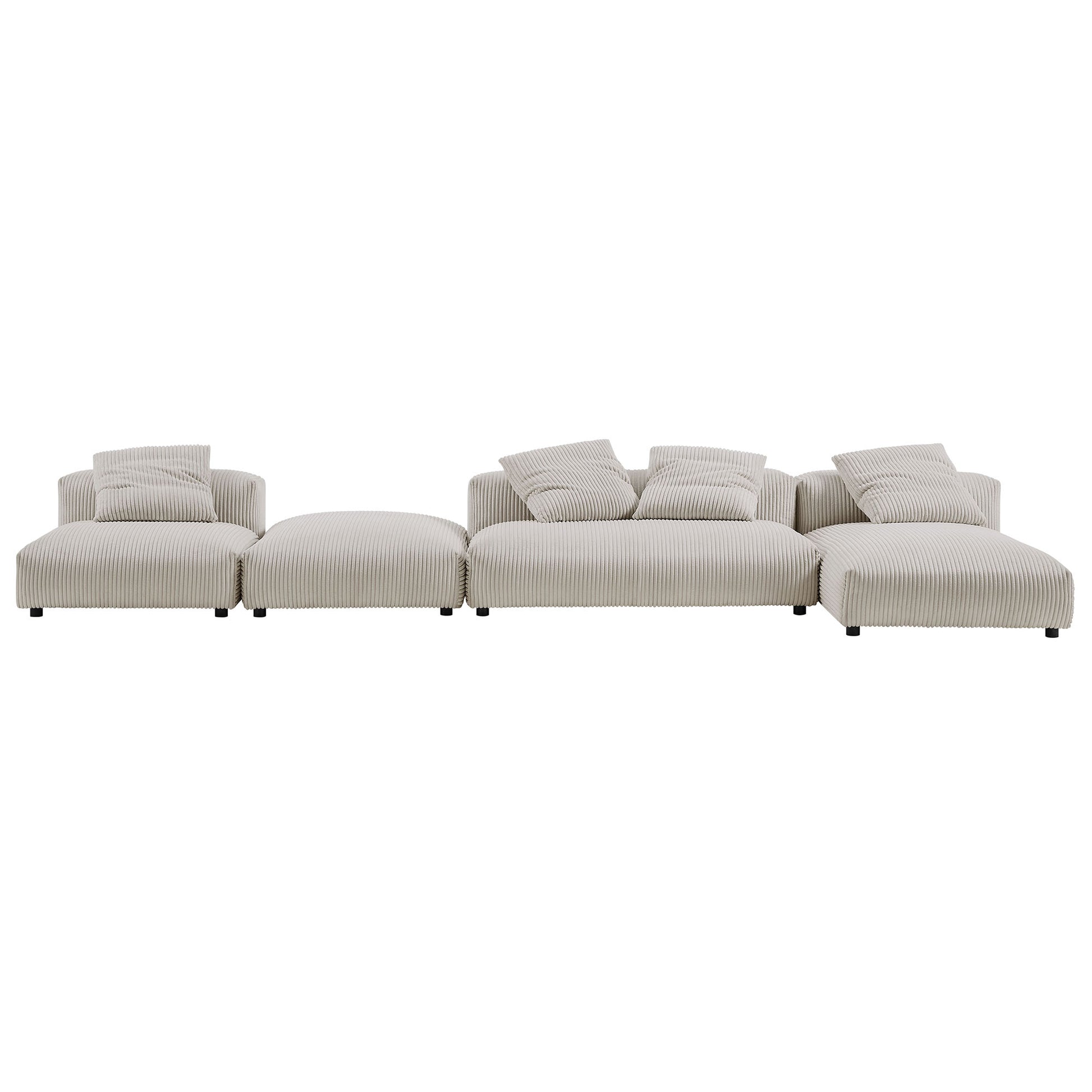 Solace 4-Piece Modular Corduroy Upholstered Sectional Sofa With Ottoman by Modway | Sofa Set | Modishstore - 5