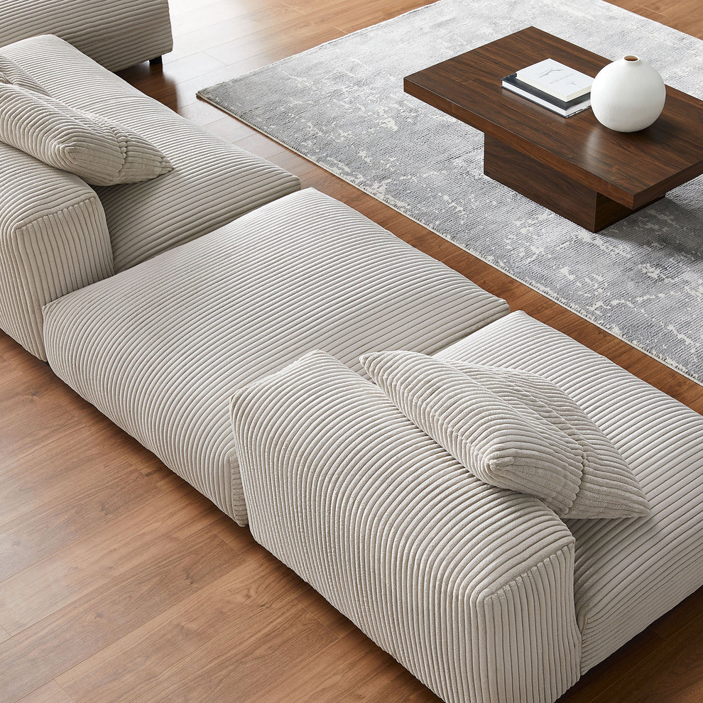 Solace 4-Piece Modular Corduroy Upholstered Sectional Sofa With Ottoman by Modway | Sofa Set | Modishstore - 6