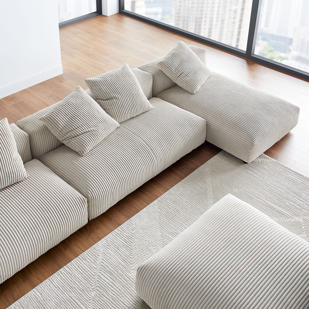 Solace 4-Piece Modular Corduroy Upholstered Sectional Sofa With Ottoman by Modway | Sofa Set | Modishstore - 7